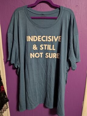 Heritage By Torrid Knit Blue INDECISIVE & STILL NOT SURE Graphic Tee 4X 26